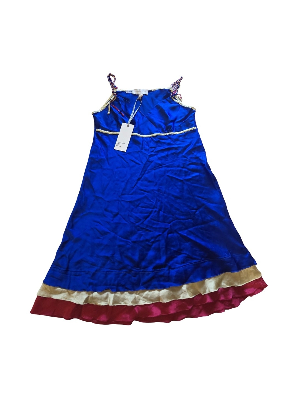 Jennifer & Grace Royal Blue Mini Dress with Gold & Pink Trim